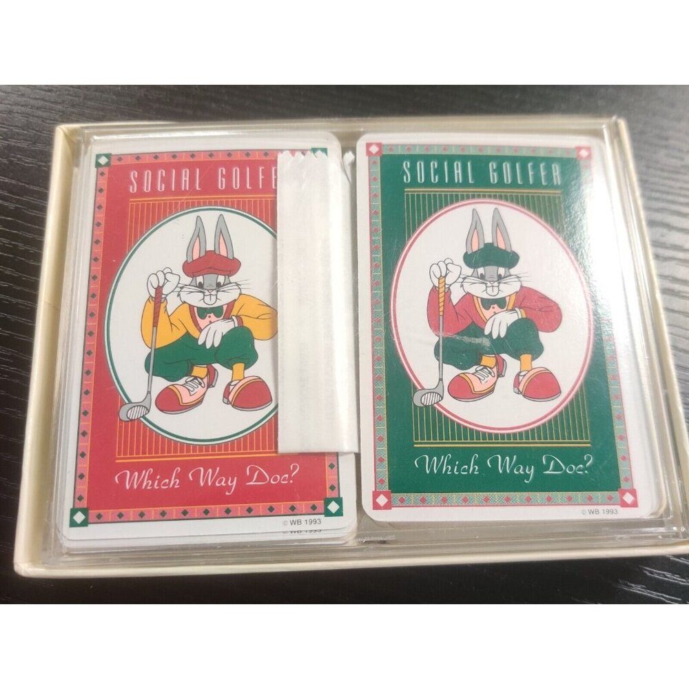 1993 Looney Tunes Double Deck Playing Cards Bugs Bunny Social Golfer Red/Green